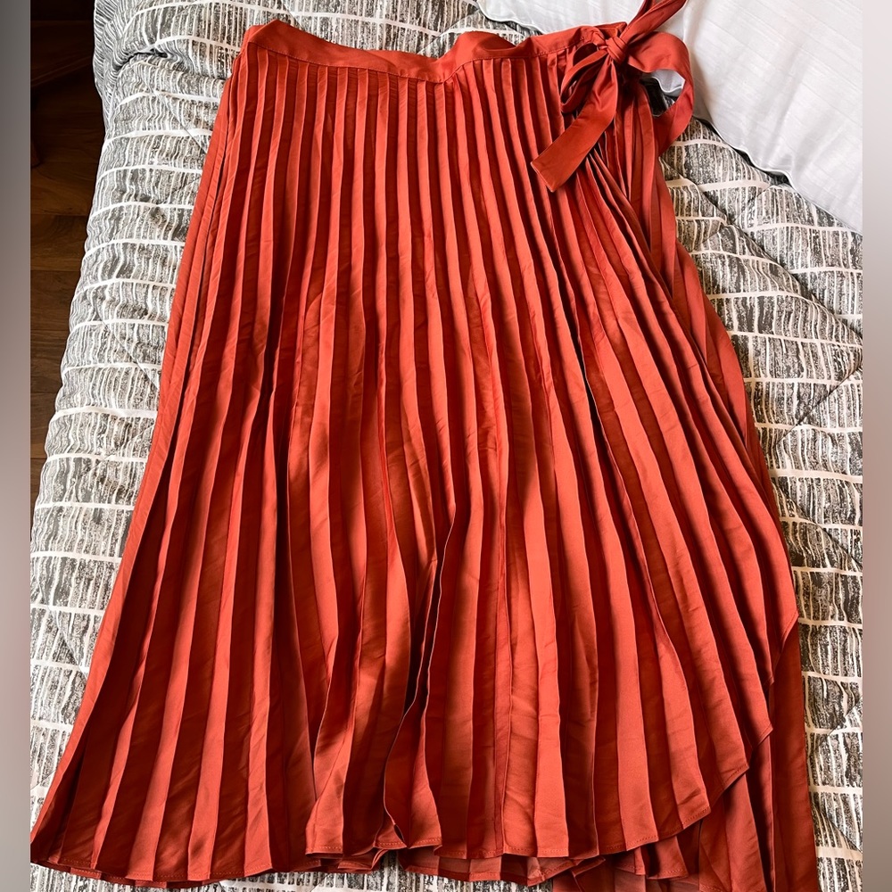 Satin Pleated Wrap Skirt